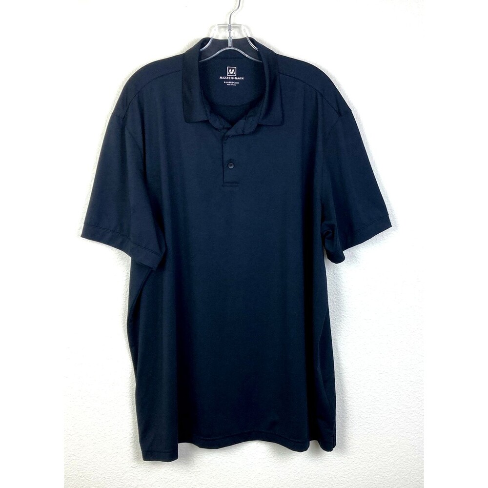 Mizzen + Main Men's Polo Shirt Size XL Black 2-Button Golf Beach Cruise Resort